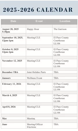 2026 - 2026 EPWBA Calendar